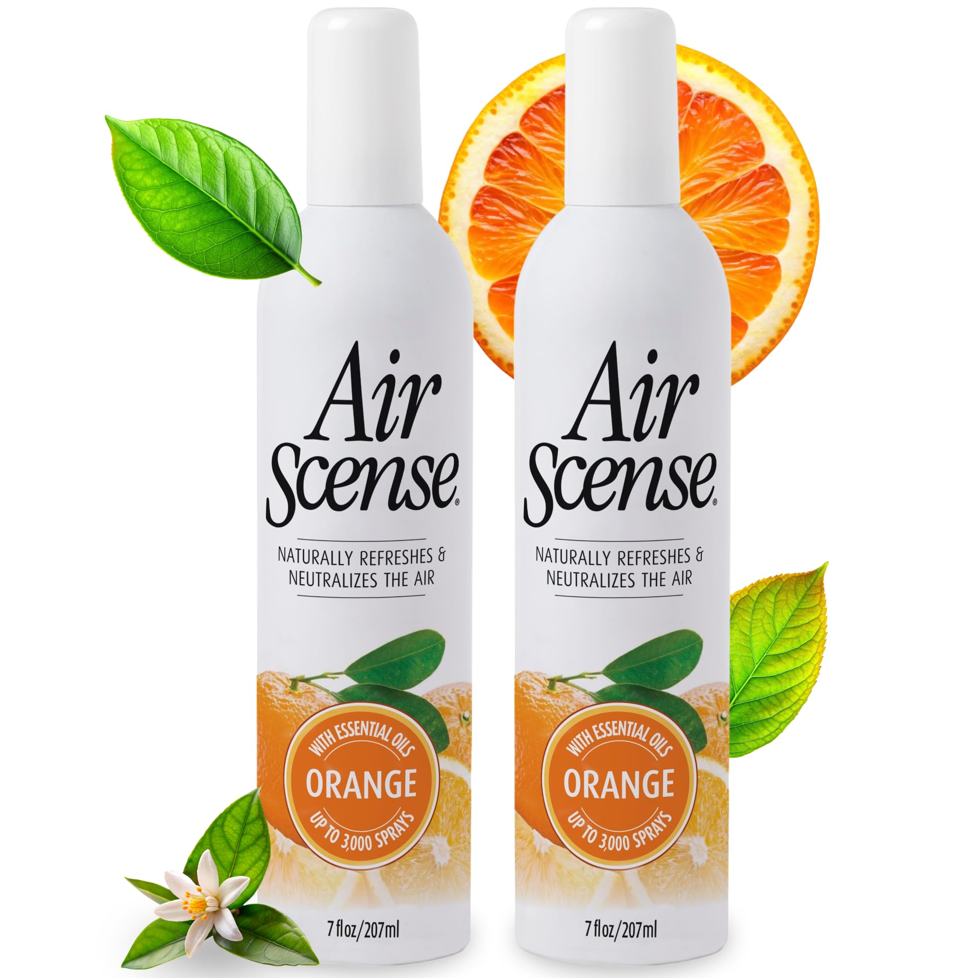 Air Scense Natural Orange Room Spray for Bathroom & Home Essential Oils - 7 fl oz (2-Pack)